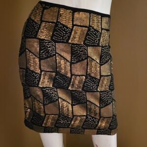 Ricki's Black and Gold Geometric Sequin Skirt
